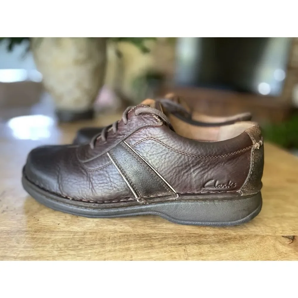 Clarks Active Air Brown Leather Oiled Split Toe Oxford Shoes Men's 10M